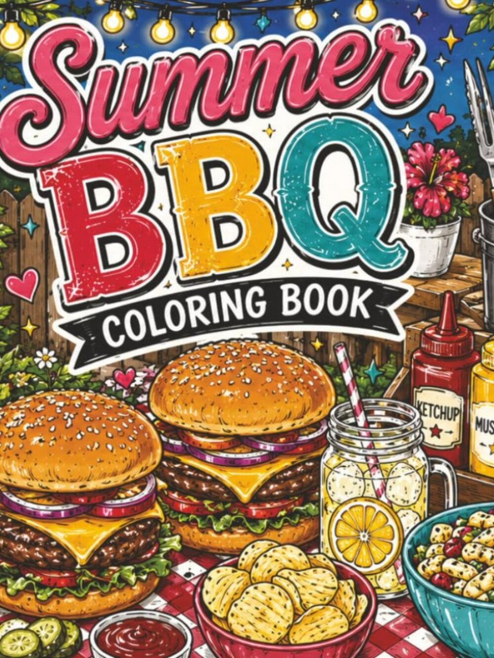 NWT Summer BBQ Themed Coloring Book